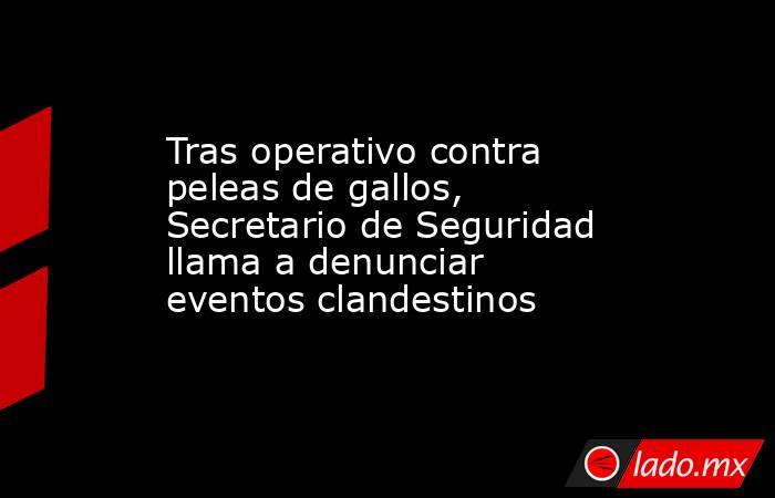 Tras operativo contra peleas de gallos, Secretario de Seguridad llama a denunciar eventos clandestinos. Noticias en tiempo real
