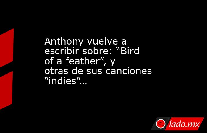 Anthony vuelve a escribir sobre: “Bird of a feather”, y otras de sus canciones “indies”…. Noticias en tiempo real