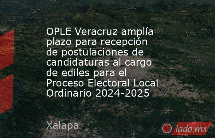 OPLE Veracruz amplía plazo para recepción de postulaciones de candidaturas al cargo de ediles para el Proceso Electoral Local Ordinario 2024-2025. Noticias en tiempo real