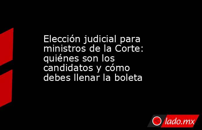 Elección judicial para ministros de la Corte: quiénes son los candidatos y cómo debes llenar la boleta. Noticias en tiempo real
