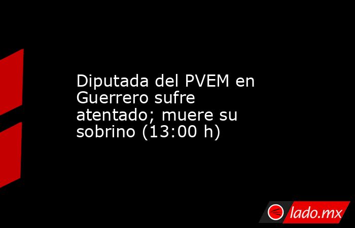 Diputada del PVEM en Guerrero sufre atentado; muere su sobrino (13:00 h). Noticias en tiempo real