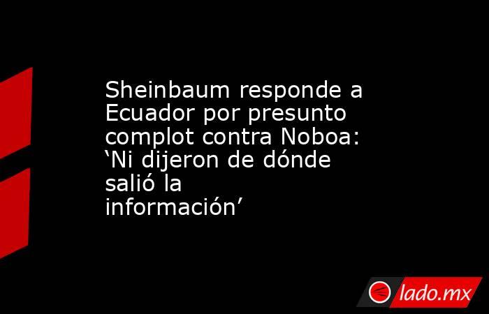 Sheinbaum responde a Ecuador por presunto complot contra Noboa: ‘Ni dijeron de dónde salió la información’. Noticias en tiempo real