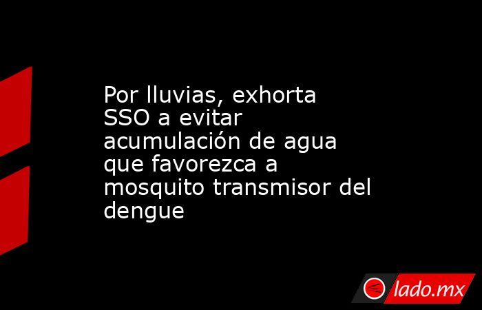Por lluvias, exhorta SSO a evitar acumulación de agua que favorezca a mosquito transmisor del dengue. Noticias en tiempo real