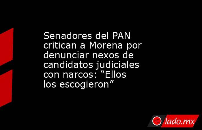 Senadores del PAN critican a Morena por denunciar nexos de candidatos judiciales con narcos: “Ellos los escogieron”. Noticias en tiempo real