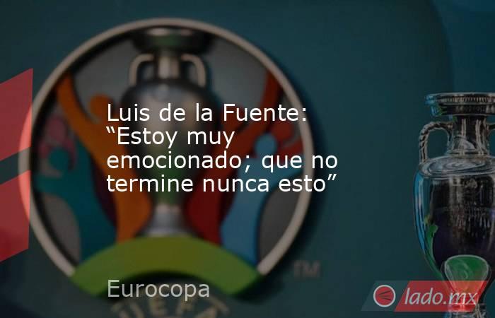 Luis de la Fuente: “Estoy muy emocionado; que no termine nunca esto”. Noticias en tiempo real