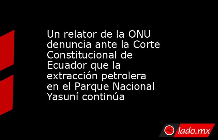 Un relator de la ONU denuncia ante la Corte Constitucional de Ecuador que la extracción petrolera en el Parque Nacional Yasuní continúa. Noticias en tiempo real
