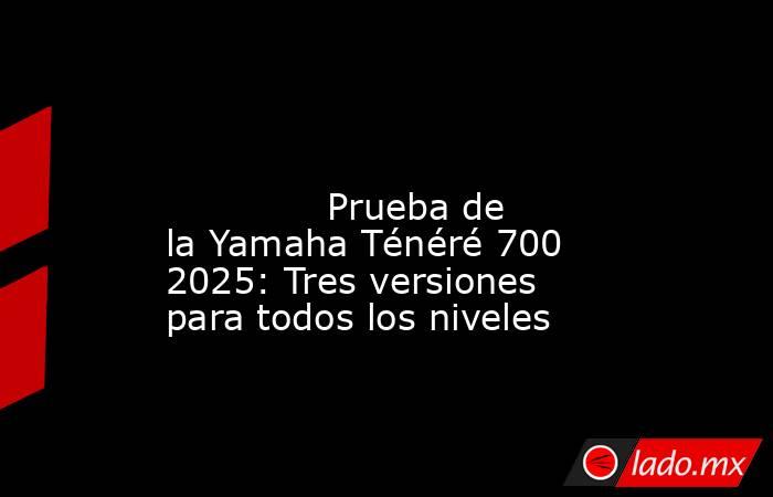                                                                                                                                      Prueba de la Yamaha Ténéré 700 2025: Tres versiones para todos los niveles                                                . Noticias en tiempo real