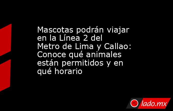 Mascotas podrán viajar en la Línea 2 del Metro de Lima y Callao: Conoce qué animales están permitidos y en qué horario. Noticias en tiempo real