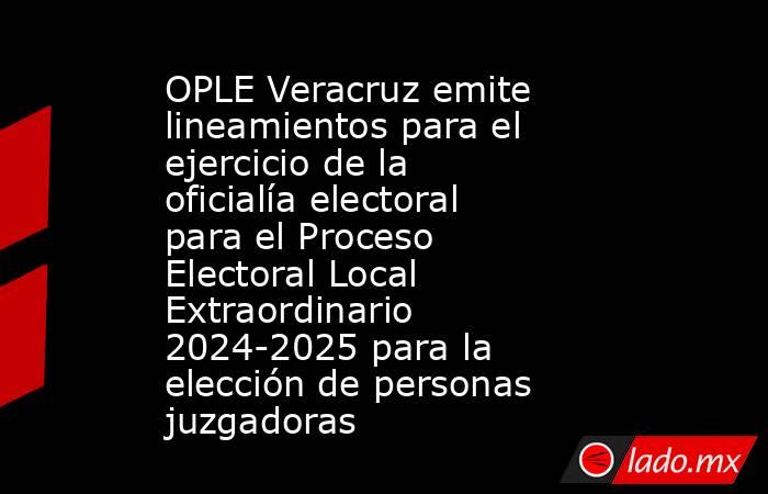 OPLE Veracruz emite lineamientos para el ejercicio de la oficialía electoral para el Proceso Electoral Local Extraordinario 2024-2025 para la elección de personas juzgadoras. Noticias en tiempo real