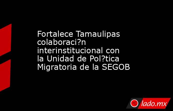 Fortalece Tamaulipas colaboraci?n interinstitucional con la Unidad de Pol?tica Migratoria de la SEGOB. Noticias en tiempo real