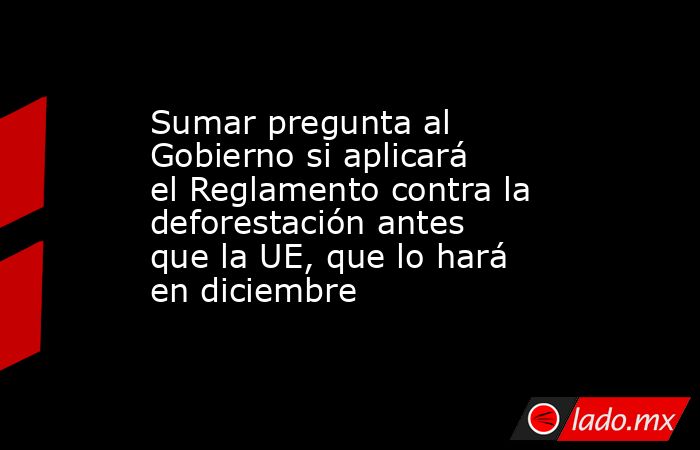 Sumar pregunta al Gobierno si aplicará el Reglamento contra la deforestación antes que la UE, que lo hará en diciembre. Noticias en tiempo real