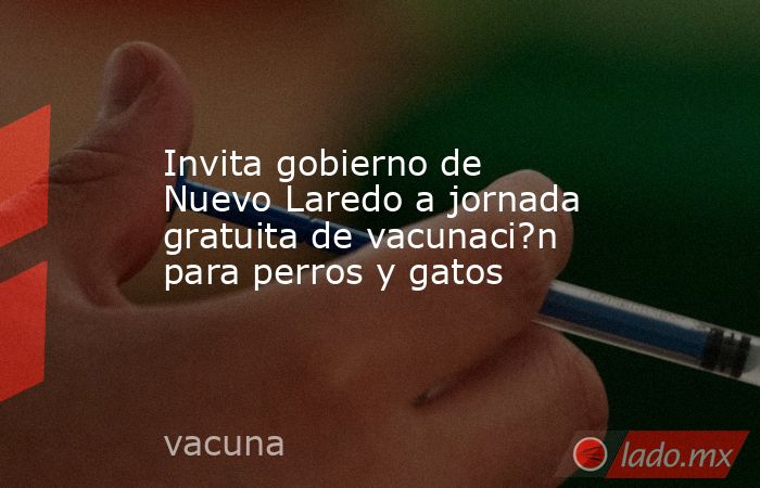 Invita gobierno de Nuevo Laredo a jornada gratuita de vacunaci?n para perros y gatos. Noticias en tiempo real