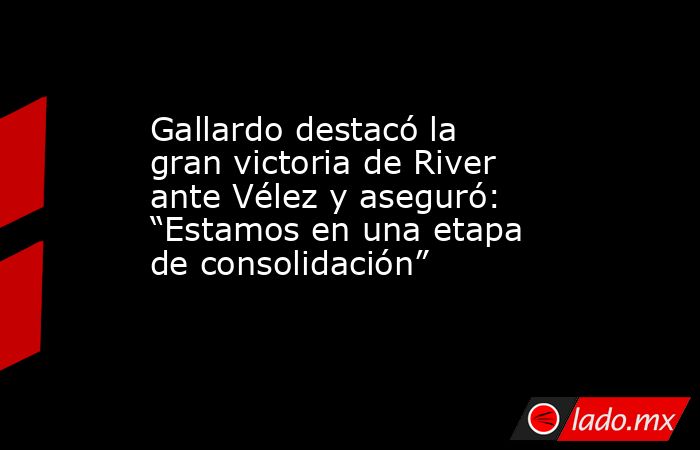 Gallardo destacó la gran victoria de River ante Vélez y aseguró: “Estamos en una etapa de consolidación”. Noticias en tiempo real