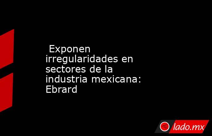  Exponen irregularidades en sectores de la industria mexicana: Ebrard. Noticias en tiempo real