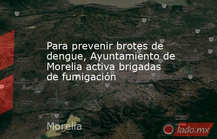 Para prevenir brotes de dengue, Ayuntamiento de Morelia activa brigadas de fumigación. Noticias en tiempo real