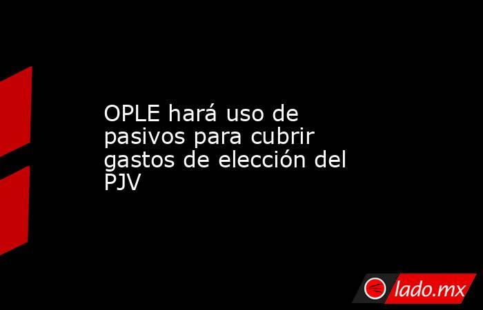 OPLE hará uso de pasivos para cubrir gastos de elección del PJV. Noticias en tiempo real