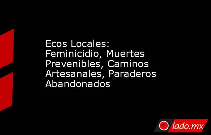 Ecos Locales: Feminicidio, Muertes Prevenibles, Caminos Artesanales, Paraderos Abandonados. Noticias en tiempo real