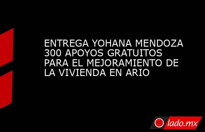 ENTREGA YOHANA MENDOZA 300 APOYOS GRATUITOS PARA EL MEJORAMIENTO DE LA VIVIENDA EN ARIO. Noticias en tiempo real