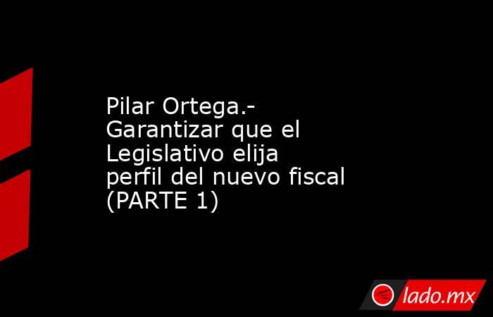 Pilar Ortega.- Garantizar que el Legislativo elija perfil del nuevo fiscal (PARTE 1). Noticias en tiempo real
