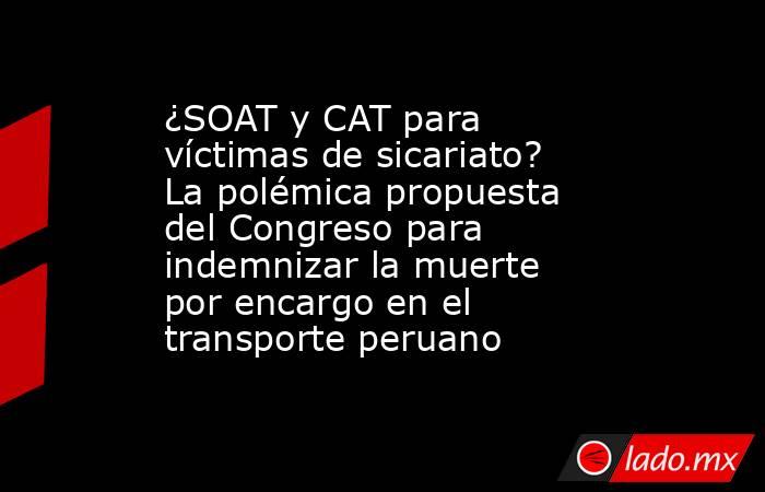 ¿SOAT y CAT para víctimas de sicariato? La polémica propuesta del Congreso para indemnizar la muerte por encargo en el transporte peruano. Noticias en tiempo real
