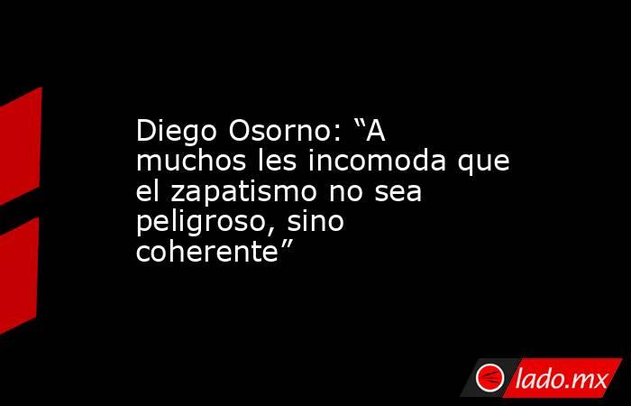 Diego Osorno: “A muchos les incomoda que el zapatismo no sea peligroso, sino coherente”. Noticias en tiempo real