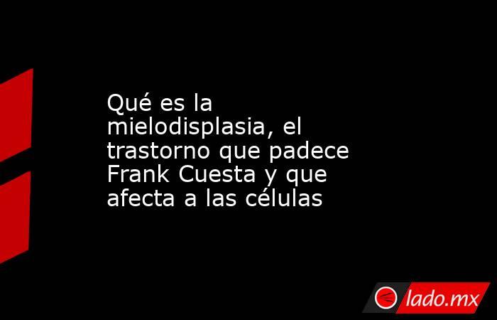 Qué es la mielodisplasia, el trastorno que padece Frank Cuesta y que afecta a las células . Noticias en tiempo real