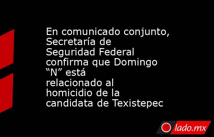 En comunicado conjunto, Secretaría de Seguridad Federal confirma que Domingo “N” está relacionado al homicidio de la candidata de Texistepec. Noticias en tiempo real