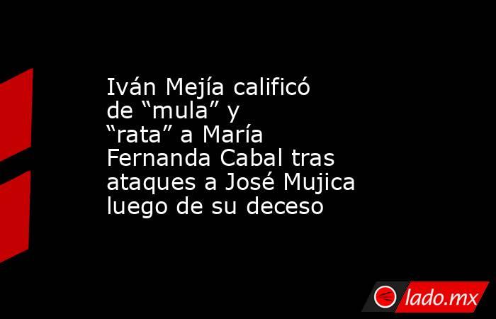 Iván Mejía calificó de “mula” y “rata” a María Fernanda Cabal tras ataques a José Mujica luego de su deceso . Noticias en tiempo real