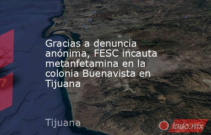 Gracias a denuncia anónima, FESC incauta metanfetamina en la colonia Buenavista en Tijuana. Noticias en tiempo real