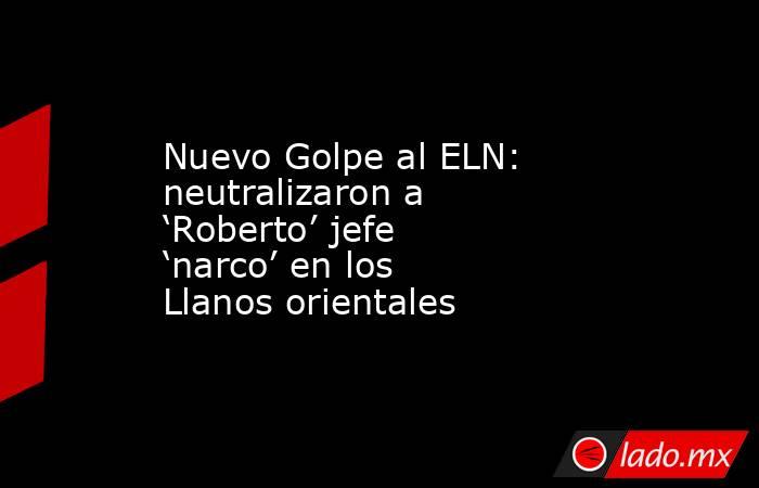 Nuevo Golpe al ELN: neutralizaron a ‘Roberto’ jefe ‘narco’ en los Llanos orientales . Noticias en tiempo real