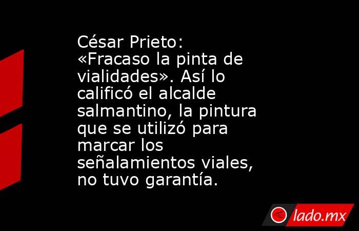 César Prieto: «Fracaso la pinta de vialidades». Así lo calificó el alcalde salmantino, la pintura que se utilizó para marcar los señalamientos viales, no tuvo garantía.. Noticias en tiempo real