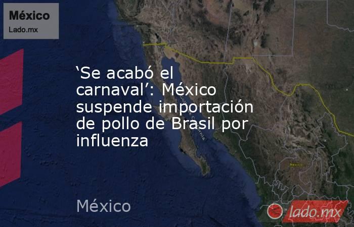 ‘Se acabó el carnaval’: México suspende importación de pollo de Brasil por influenza. Noticias en tiempo real