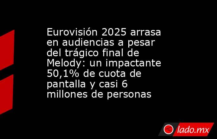 Eurovisión 2025 arrasa en audiencias a pesar del trágico final de Melody: un impactante 50,1% de cuota de pantalla y casi 6 millones de personas. Noticias en tiempo real