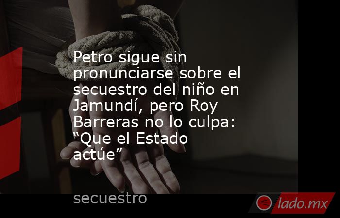Petro sigue sin pronunciarse sobre el secuestro del niño en Jamundí, pero Roy Barreras no lo culpa: “Que el Estado actúe”. Noticias en tiempo real