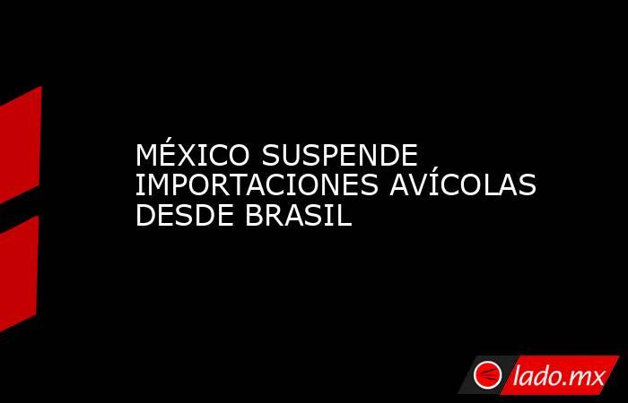 MÉXICO SUSPENDE IMPORTACIONES AVÍCOLAS DESDE BRASIL. Noticias en tiempo real