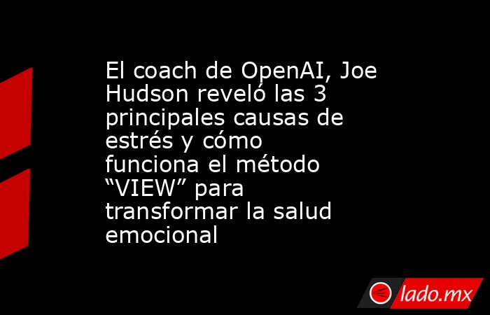 El coach de OpenAI, Joe Hudson reveló las 3 principales causas de estrés y cómo funciona el método “VIEW” para transformar la salud emocional . Noticias en tiempo real
