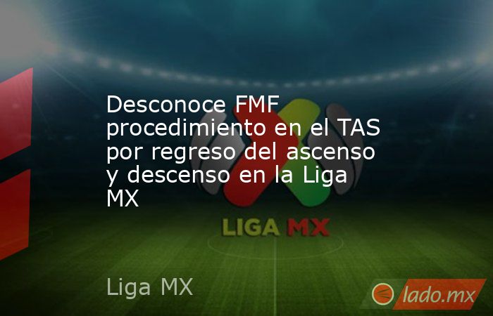 Desconoce FMF procedimiento en el TAS por regreso del ascenso y descenso en la Liga MX. Noticias en tiempo real