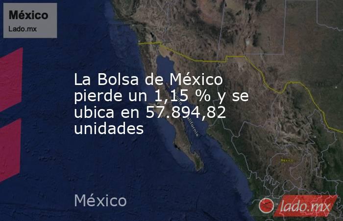 La Bolsa de México pierde un 1,15 % y se ubica en 57.894,82 unidades. Noticias en tiempo real