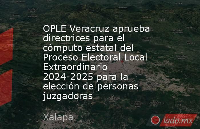 OPLE Veracruz aprueba directrices para el cómputo estatal del Proceso Electoral Local Extraordinario 2024-2025 para la elección de personas juzgadoras. Noticias en tiempo real