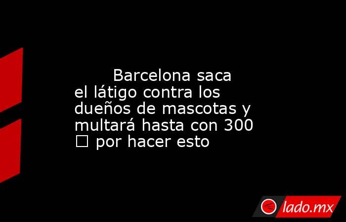                                                                                                        Barcelona saca el látigo contra los dueños de mascotas y multará hasta con 300 € por hacer esto                                                         . Noticias en tiempo real