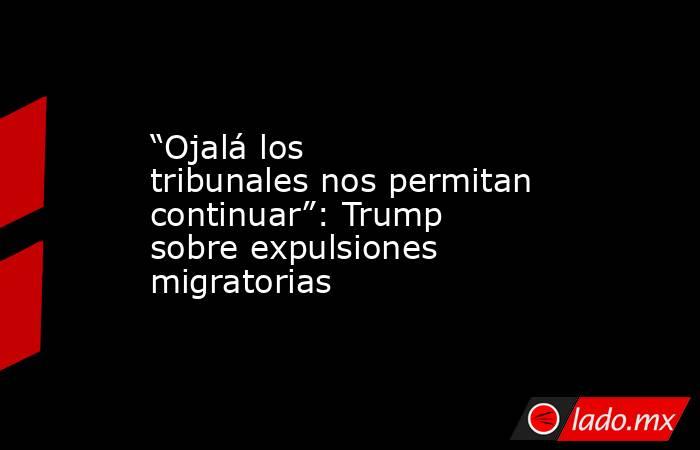 “Ojalá los tribunales nos permitan continuar”: Trump sobre expulsiones migratorias. Noticias en tiempo real