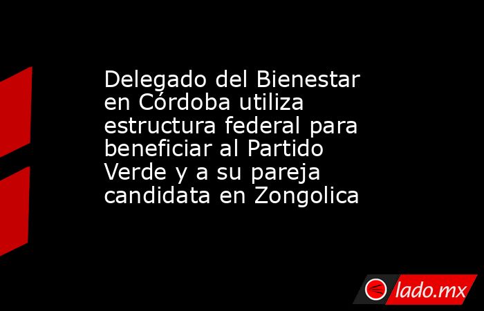 Delegado del Bienestar en Córdoba utiliza estructura federal para beneficiar al Partido Verde y a su pareja candidata en Zongolica. Noticias en tiempo real