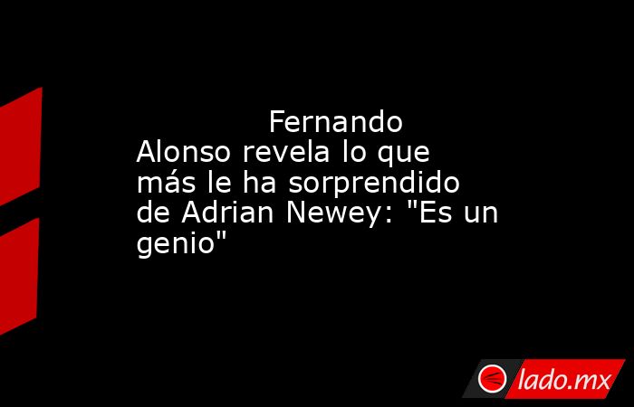              Fernando Alonso revela lo que más le ha sorprendido de Adrian Newey: 