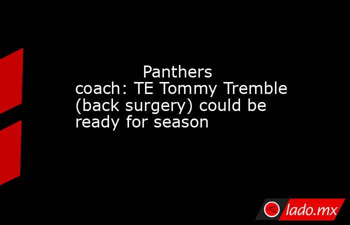             Panthers coach: TE Tommy Tremble (back surgery) could be ready for season        . Noticias en tiempo real