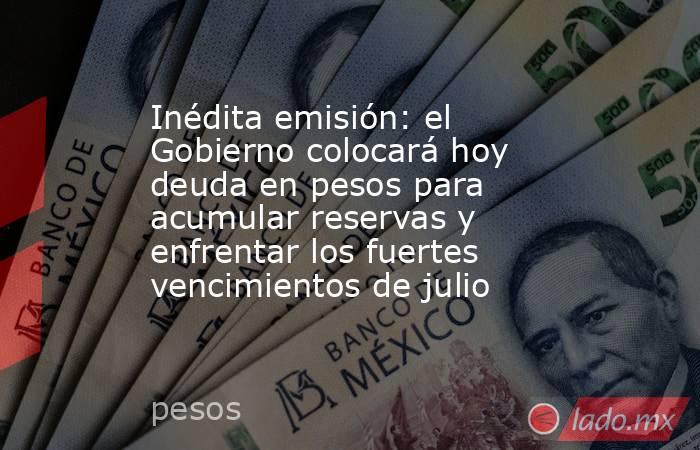 Inédita emisión: el Gobierno colocará hoy deuda en pesos para acumular reservas y enfrentar los fuertes vencimientos de julio. Noticias en tiempo real
