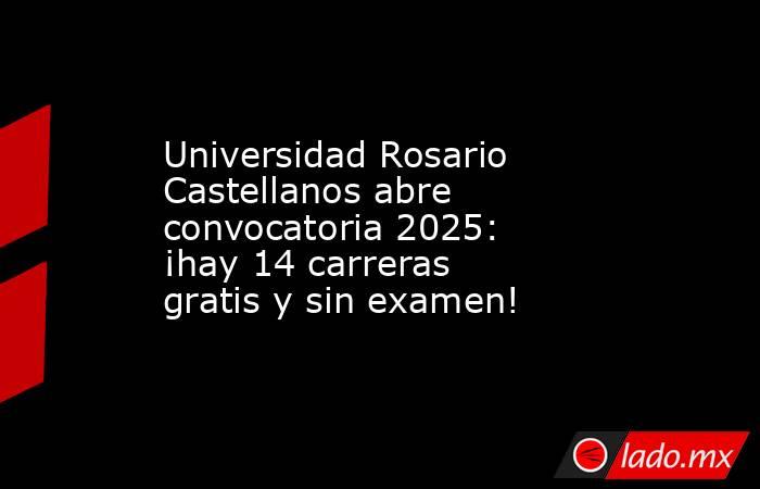 Universidad Rosario Castellanos abre convocatoria 2025: ¡hay 14 carreras gratis y sin examen!. Noticias en tiempo real