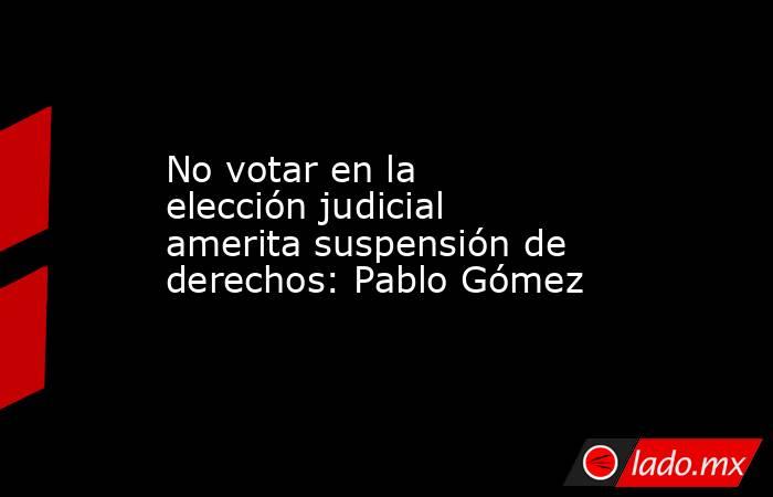 No votar en la elección judicial amerita suspensión de derechos: Pablo Gómez. Noticias en tiempo real