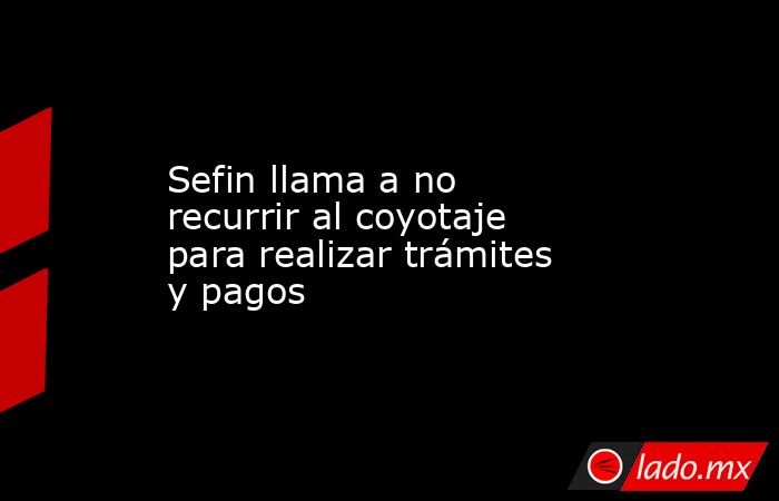 Sefin llama a no recurrir al coyotaje para realizar trámites y pagos. Noticias en tiempo real