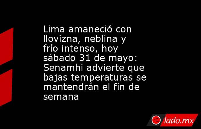 Lima amaneció con llovizna, neblina y frío intenso, hoy sábado 31 de mayo: Senamhi advierte que bajas temperaturas se mantendrán el fin de semana. Noticias en tiempo real