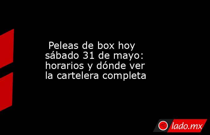  Peleas de box hoy sábado 31 de mayo: horarios y dónde ver la cartelera completa. Noticias en tiempo real